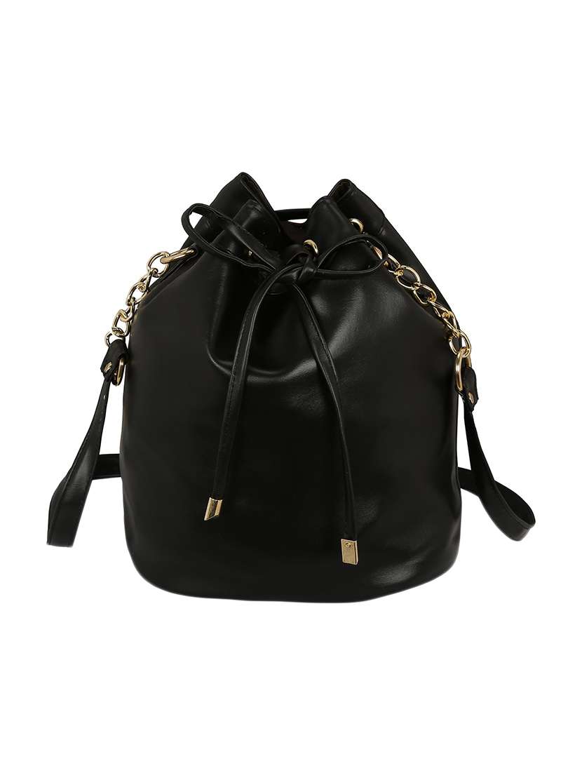 black leatherette (pu) sling bag