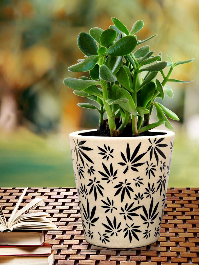 handcrafted floral off-white ceramic planter pot - 15325694 - Zoom Image - 0