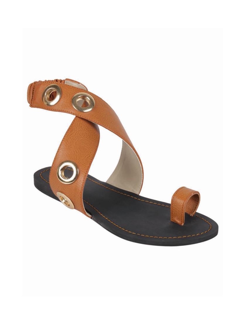 tan pu ankle strap sandals - 15326939 - Zoom Image - 0