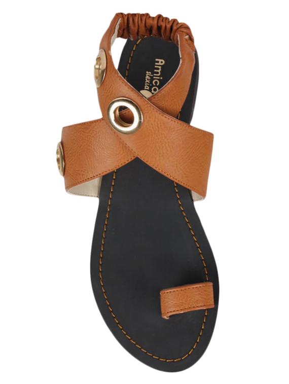 tan pu ankle strap sandals - 15326939 - Standard Image - 3