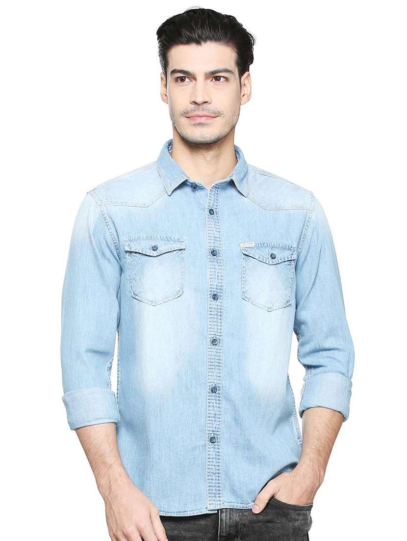 blue cotton casual shirt
