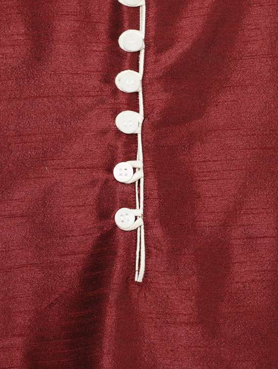 maroon silk blend kurta pyjama set - 15330053 -  Standard Image - 3
