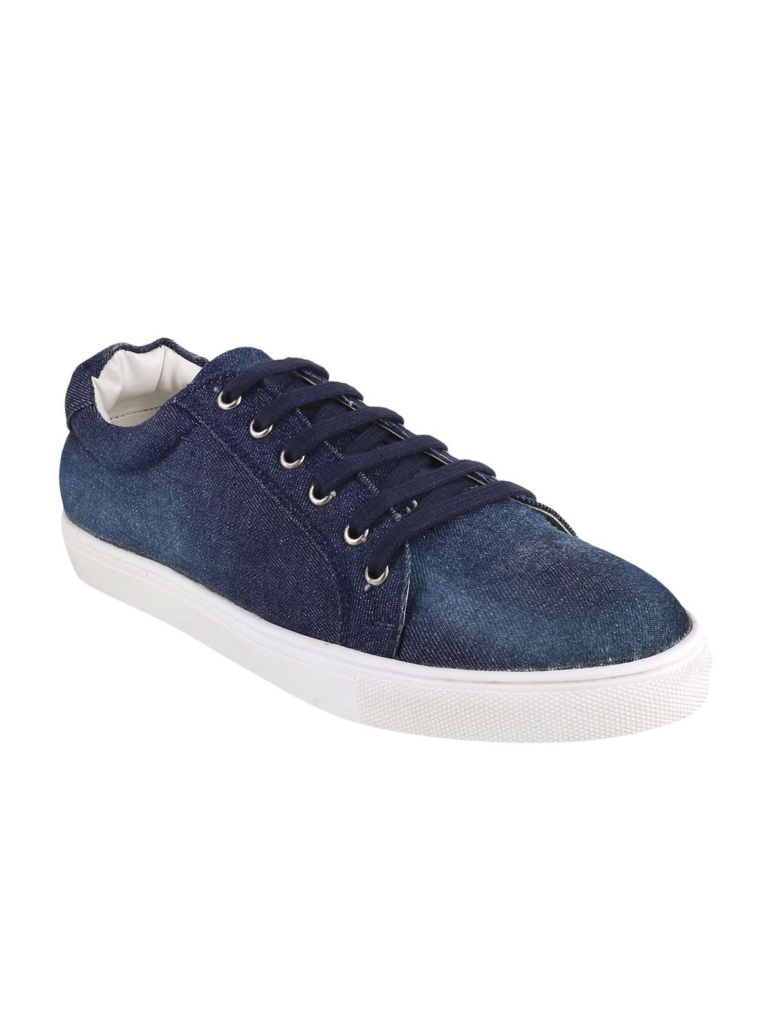 blue denim lace up sneaker