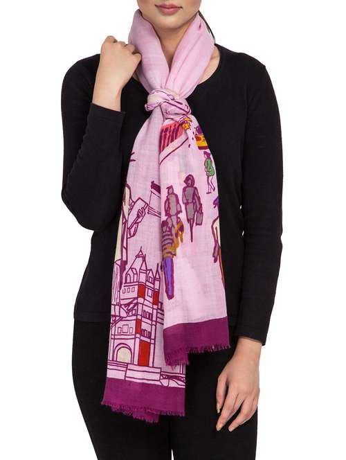 purple woolen stole - 15331383 - Standard Image - 0