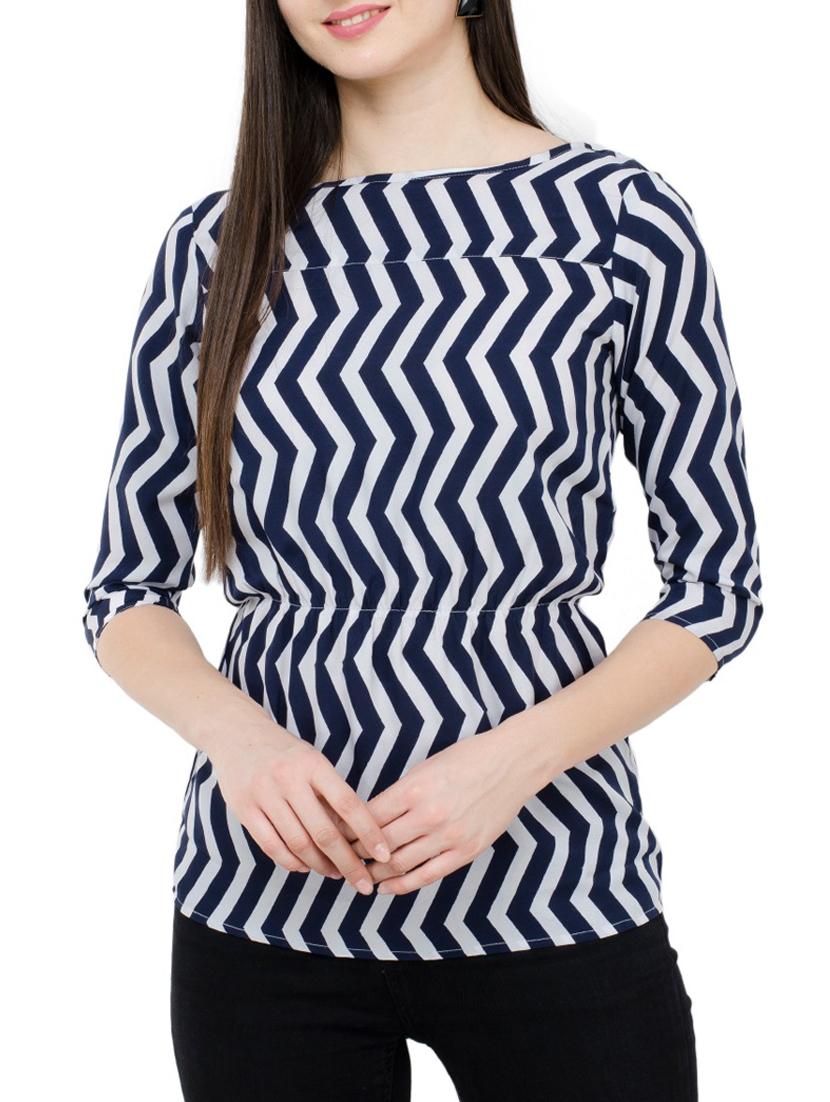 chevron boat neck top - 15331433 -  Zoom Image - 0