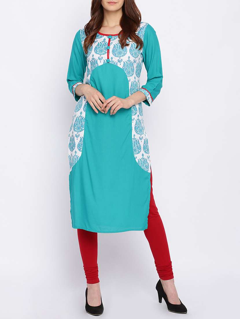turquoise  straight kurta