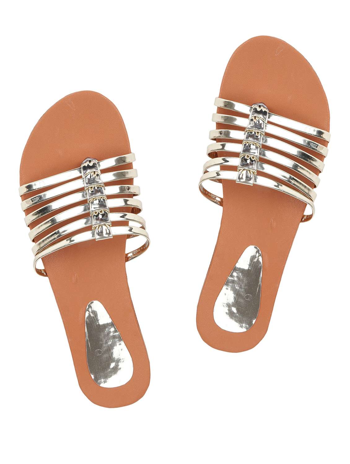 silver faux leather slippers flip flops