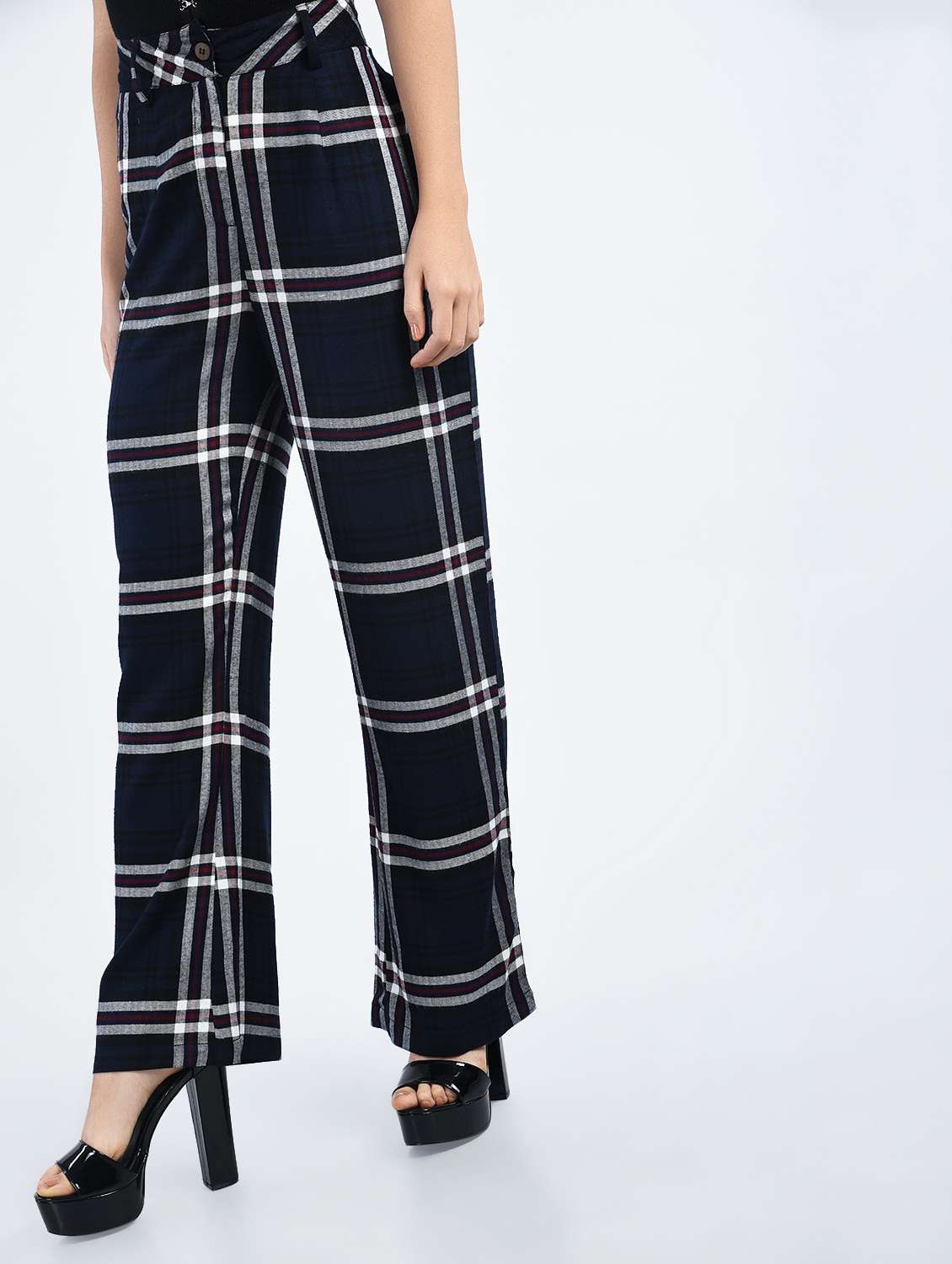 flat front checkered trouser