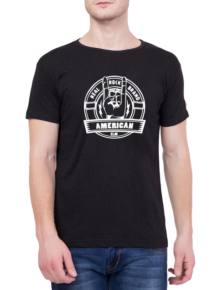 black cotton chest print tshirt - 15340689 - Zoom Image - 0