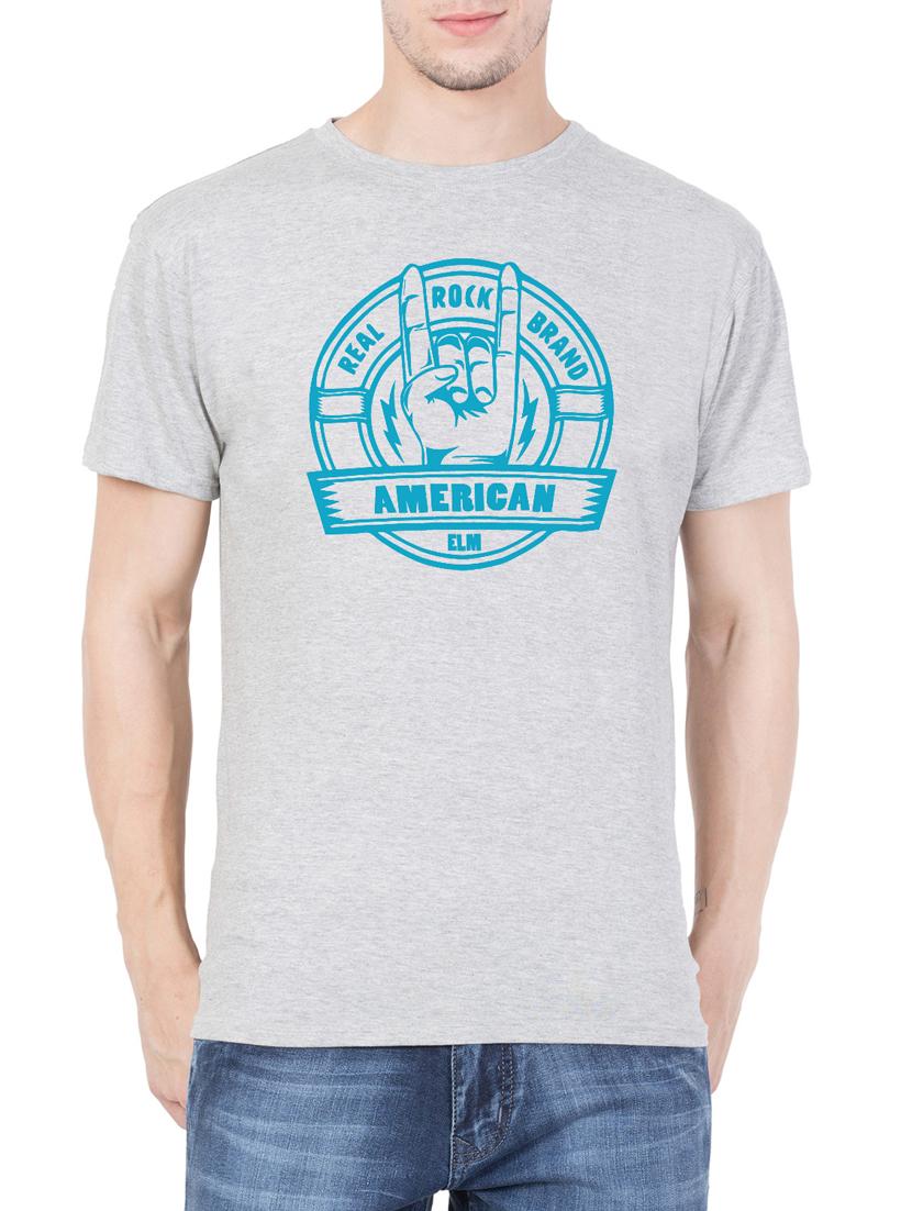 grey cotton chest print tshirt - 15340699 -  Zoom Image - 0