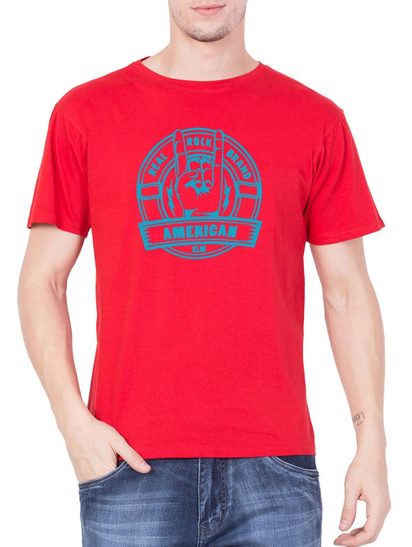 red cotton chest print tshirt - 15340702 -  Zoom Image - 0