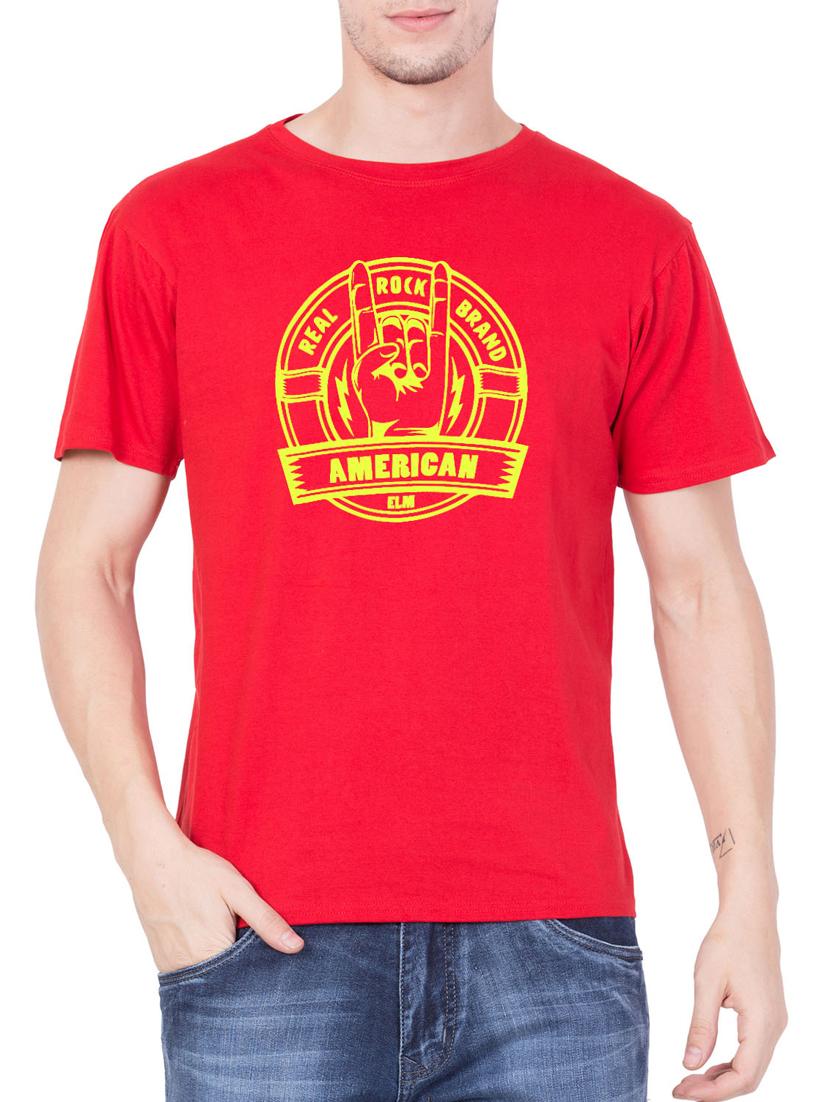 red cotton chest print tshirt - 15340704 - Zoom Image - 0