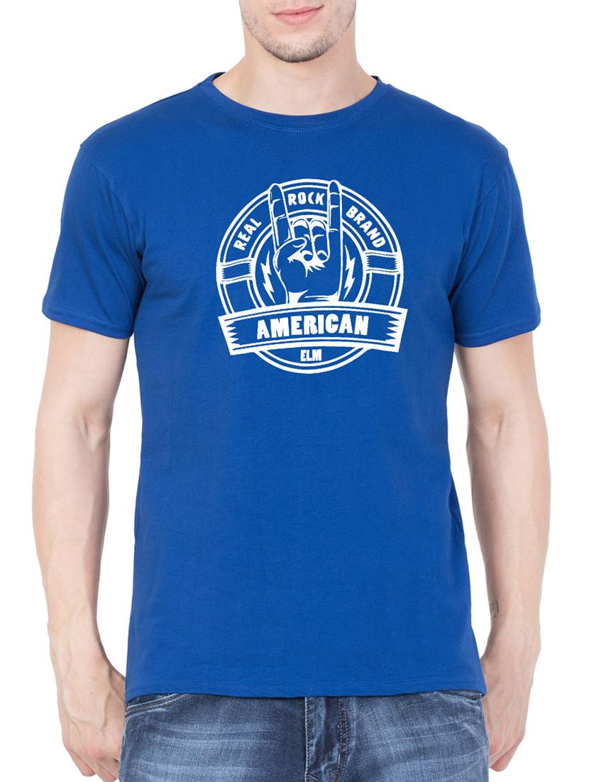 blue cotton chest print tshirt - 15340713 -  Zoom Image - 0
