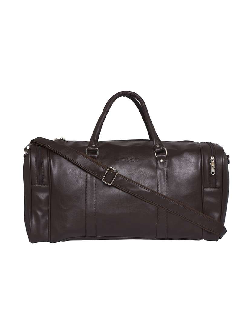 brown leatherette (pu) dufflebag