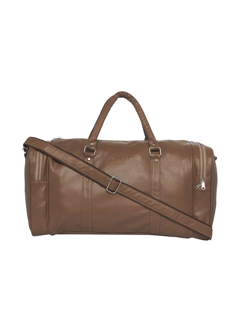 beige leatherette (pu) dufflebag
