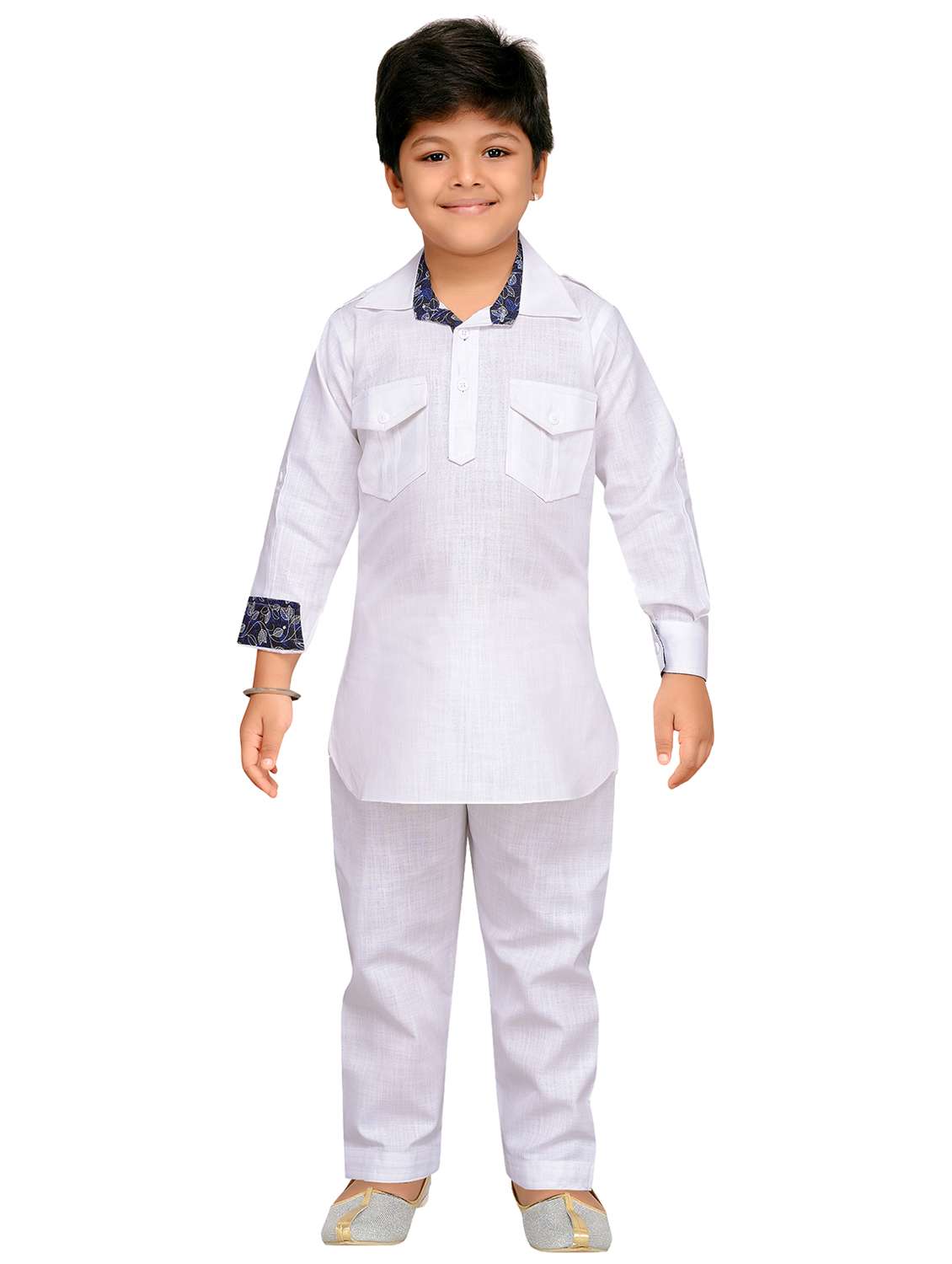white cotton pathani kurta set - 15354079 - Standard Image - 3