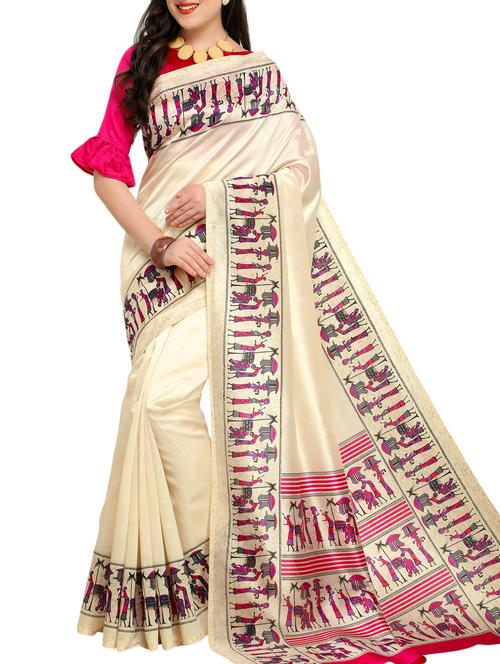 conversational bordered saree with blouse - 15354188 - Standard Image - 0