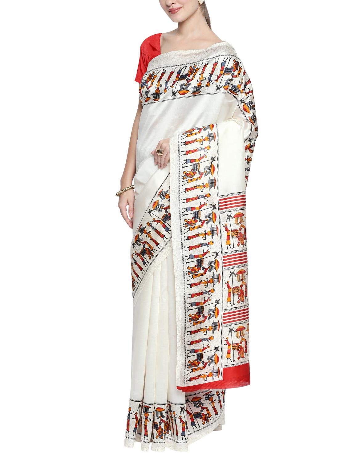 conversational bordered saree with blouse - 15354189 -  Zoom Image - 0