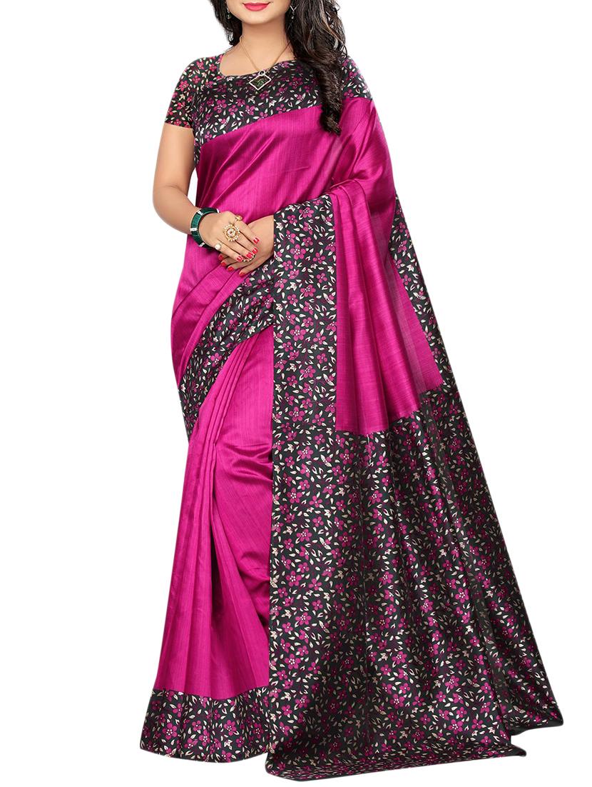 ditsy floral bordered  saree with blouse - 15354219 -  Zoom Image - 0