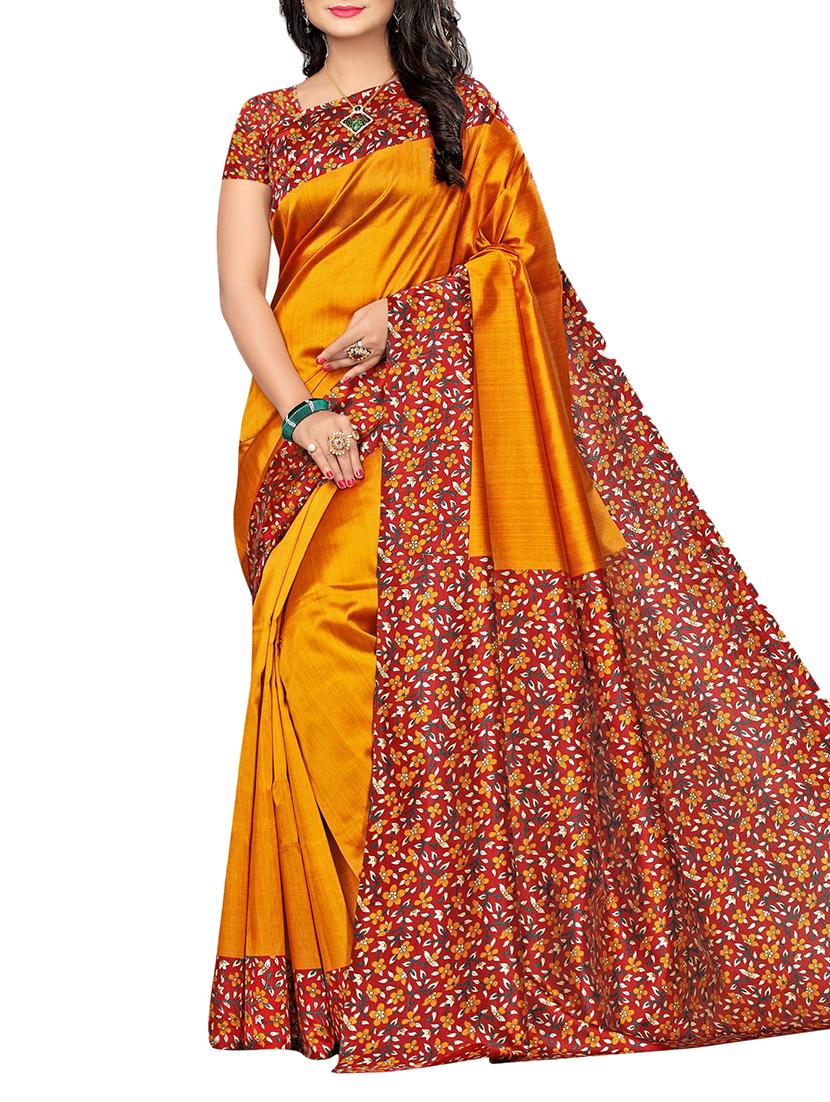 ditsy floral bordered  saree with blouse - 15354221 -  Zoom Image - 0