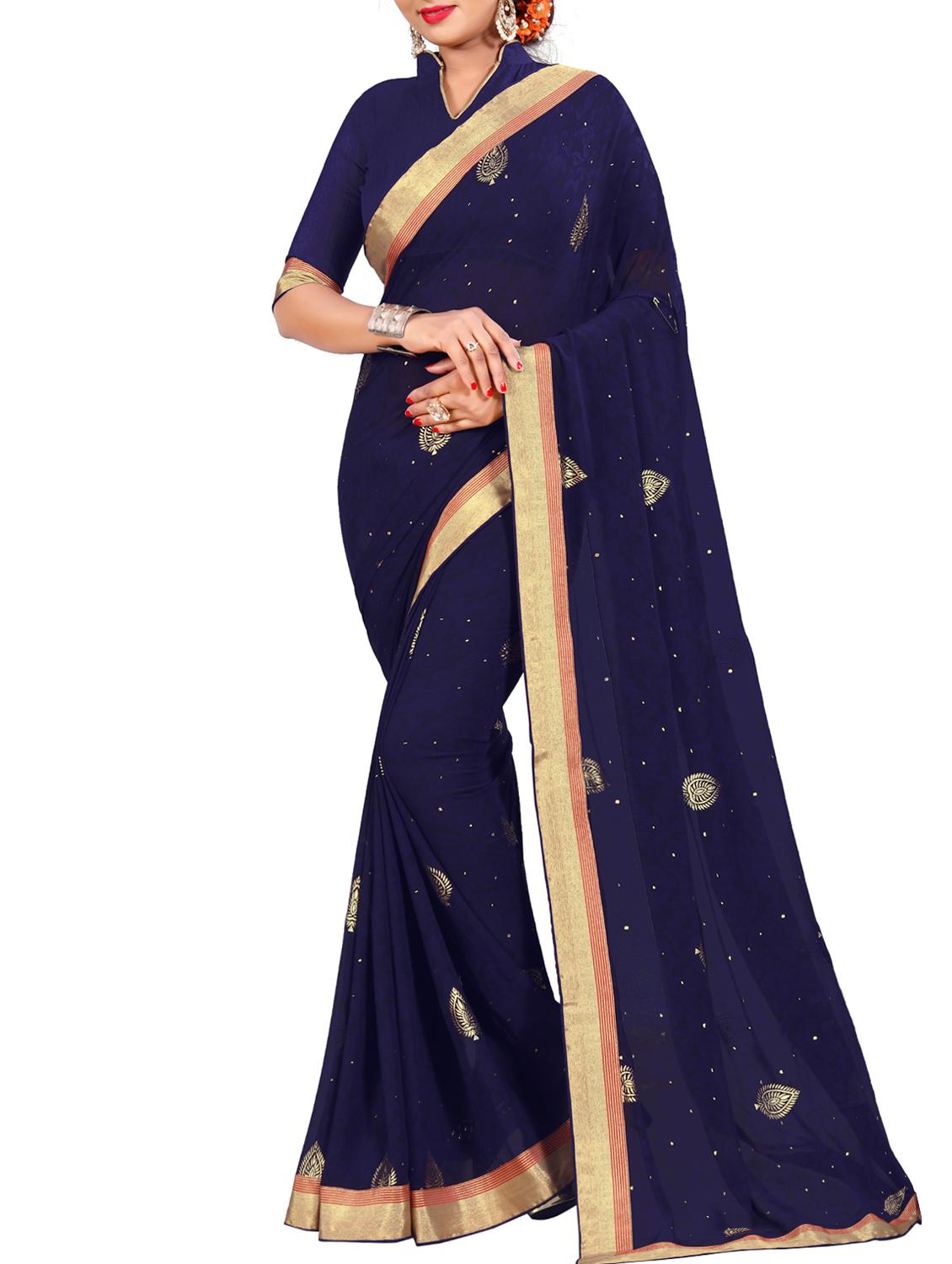 floral printed saree with blouse - 15354225 -  Zoom Image - 0