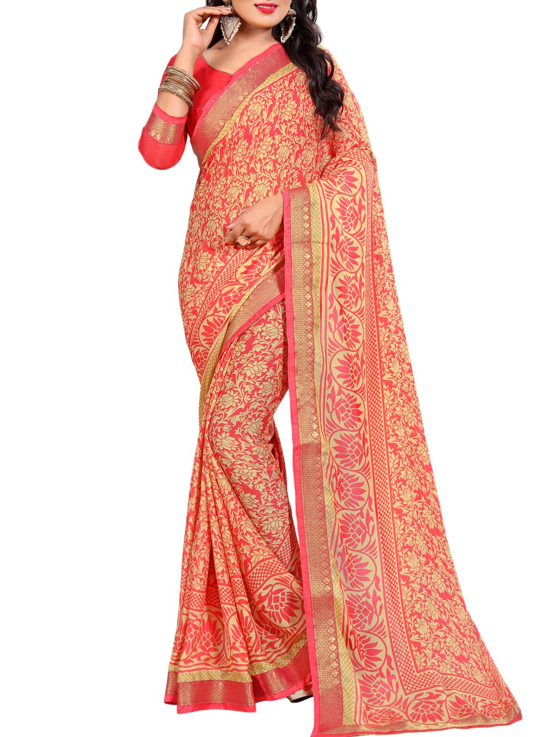 floral printed saree with blouse - 15354228 -  Zoom Image - 0