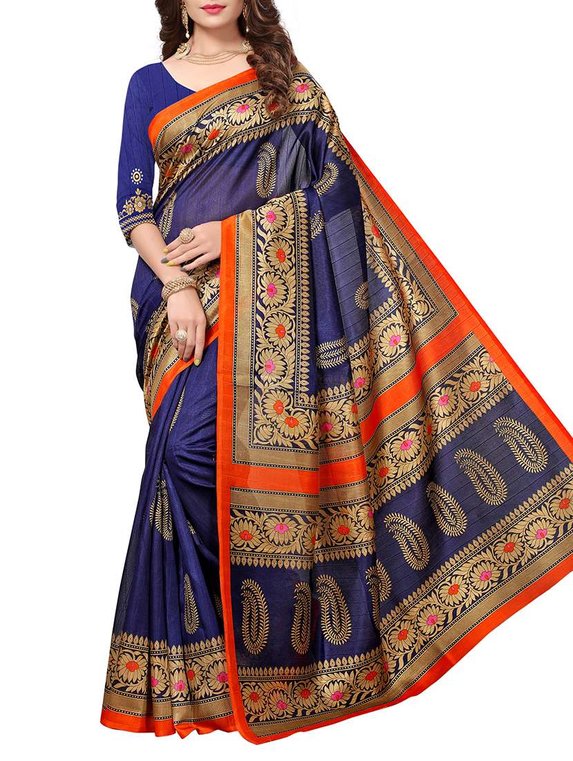 paisley printed saree with blouse