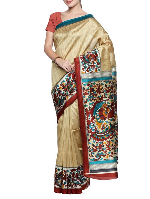 contrast bordered saree with blouse - 15354248 -  Standard Image - 0