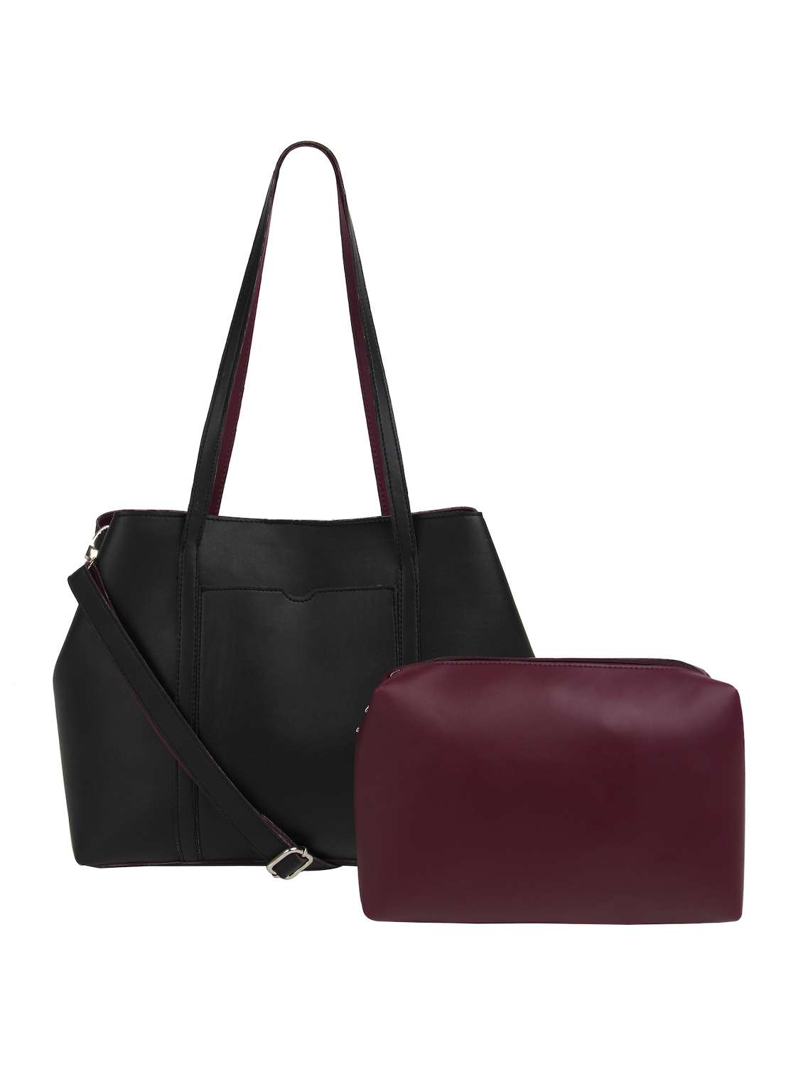 black leatherette (pu) combo tote