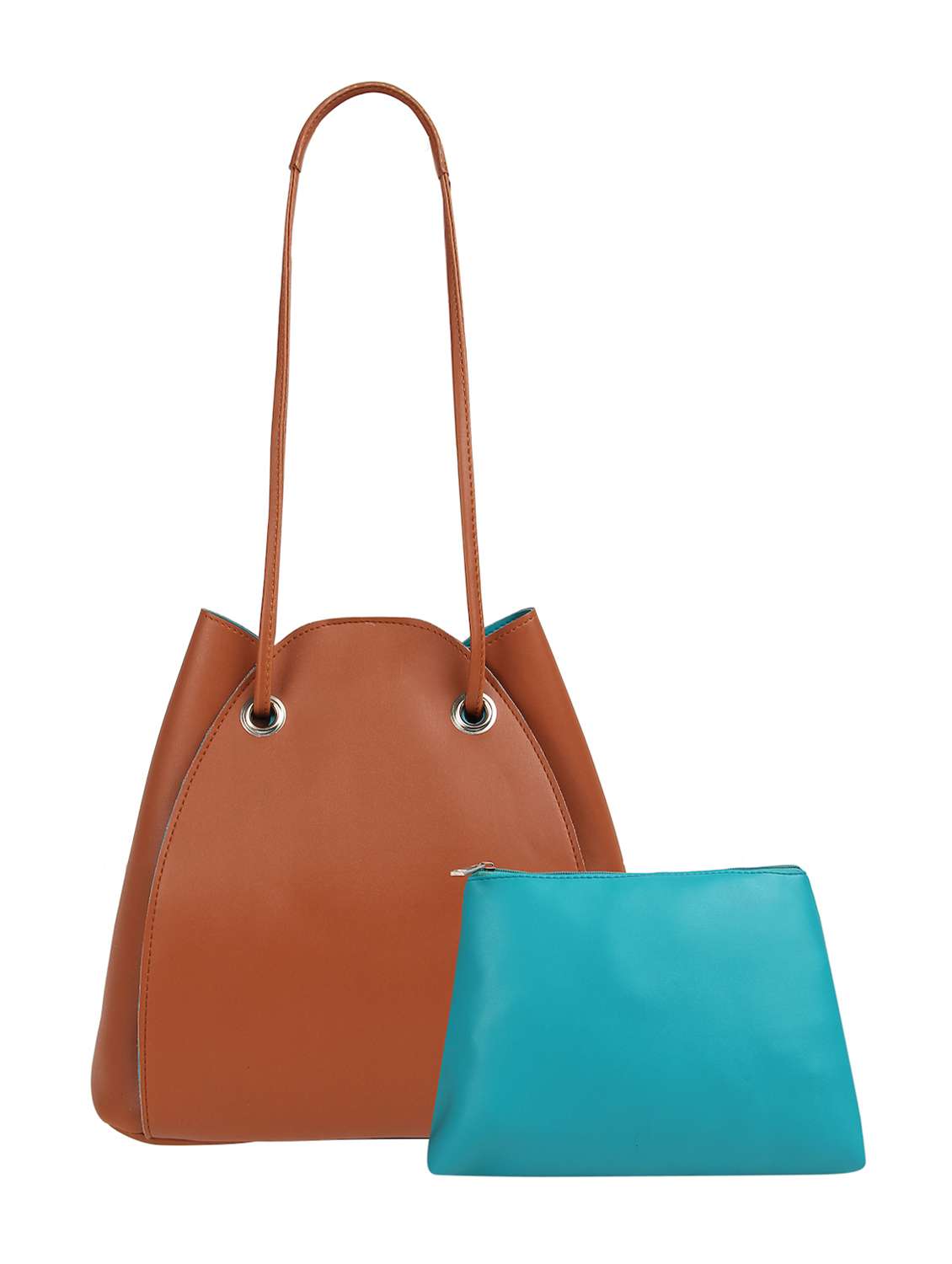 brown leatherette (pu) combo tote