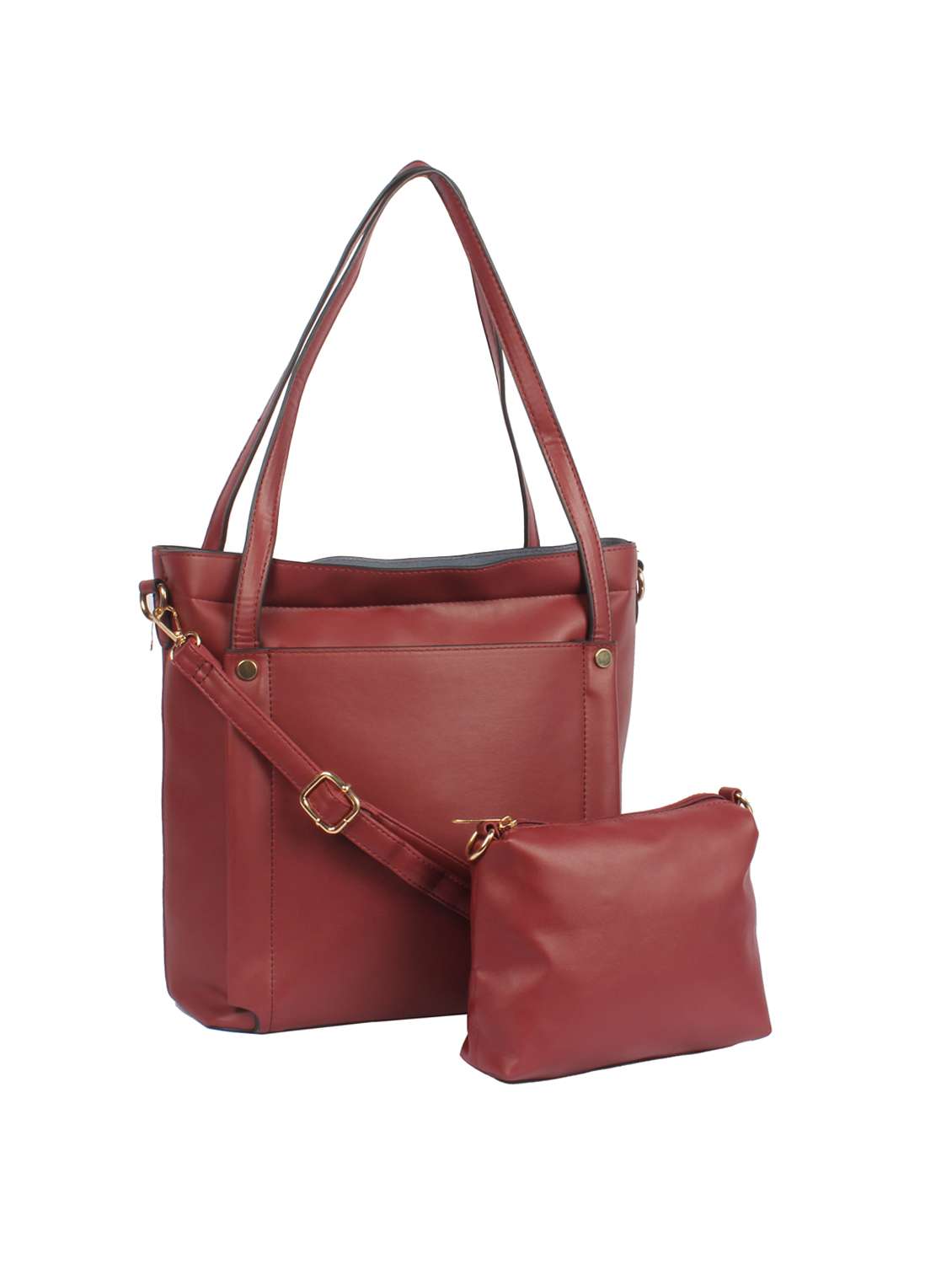 maroon leatherette (pu) combo handbag - 15360269 -  Standard Image - 3