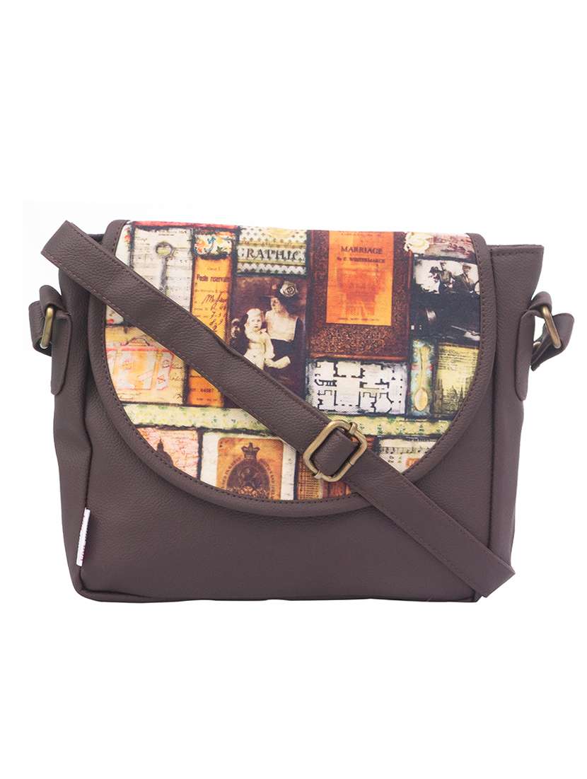 beige leatherette (pu) sling bag