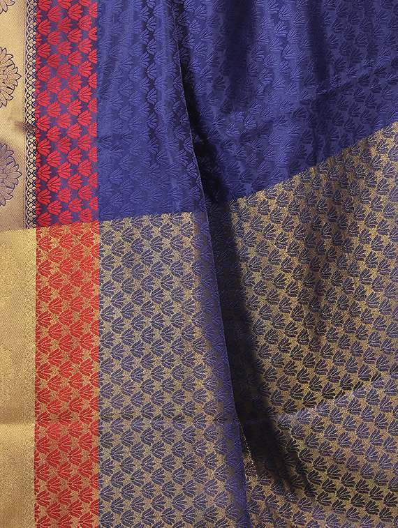 jacquard work blue saree with blouse - 15362093 - Standard Image - 3