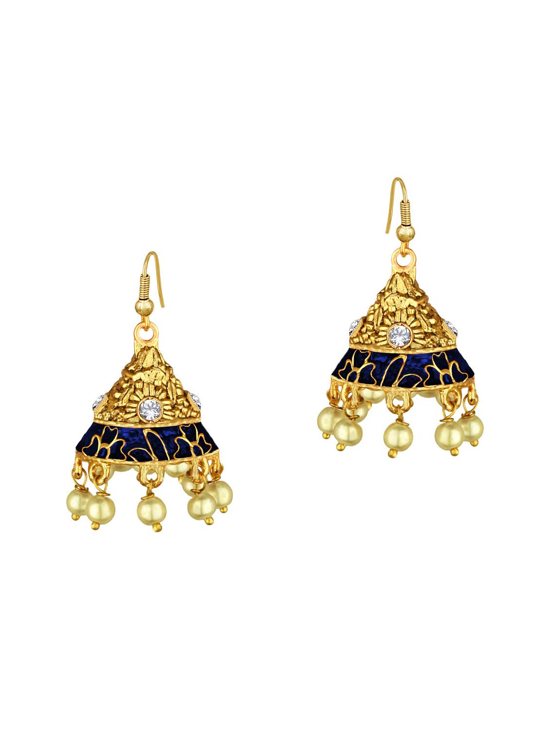 gold metal jhumka earring - 15363205 -  Zoom Image - 0