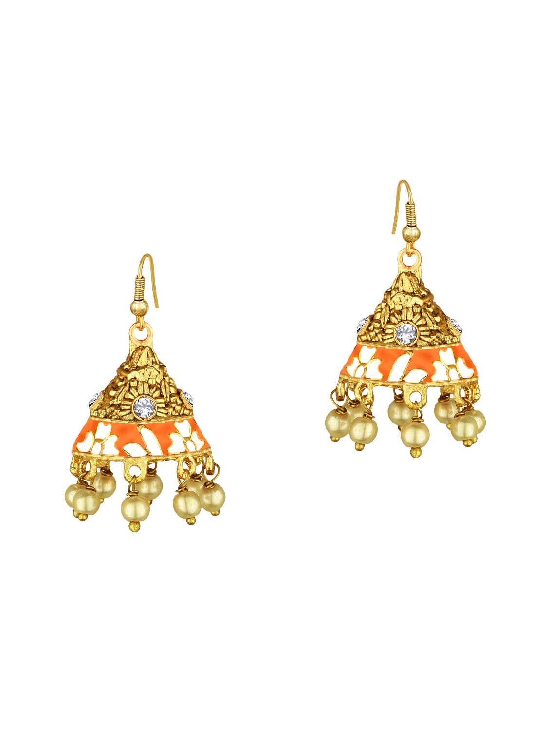 gold metal jhumka earring - 15363210 - Zoom Image - 0