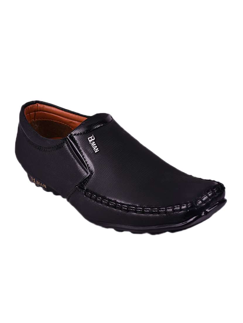 black leatherette formal slip ons