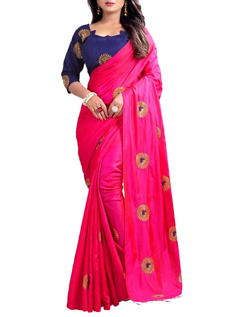 peacock embroidered saree with tassels