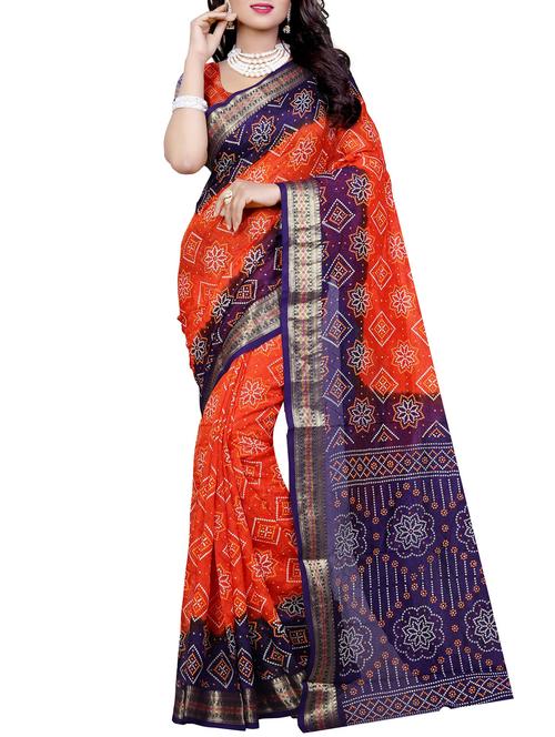 contrast border bandhani saree with blouse - 15378353 -  Standard Image - 0