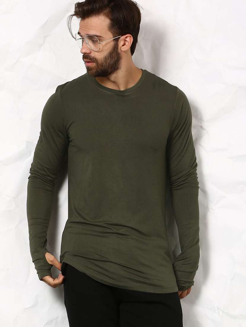 Buy online Green Viscose Thumb Hole T-shirt from top wear for Men