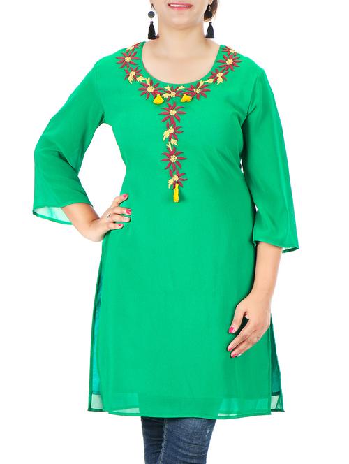 embroidered straight kurti - 15384083 -  Standard Image - 0