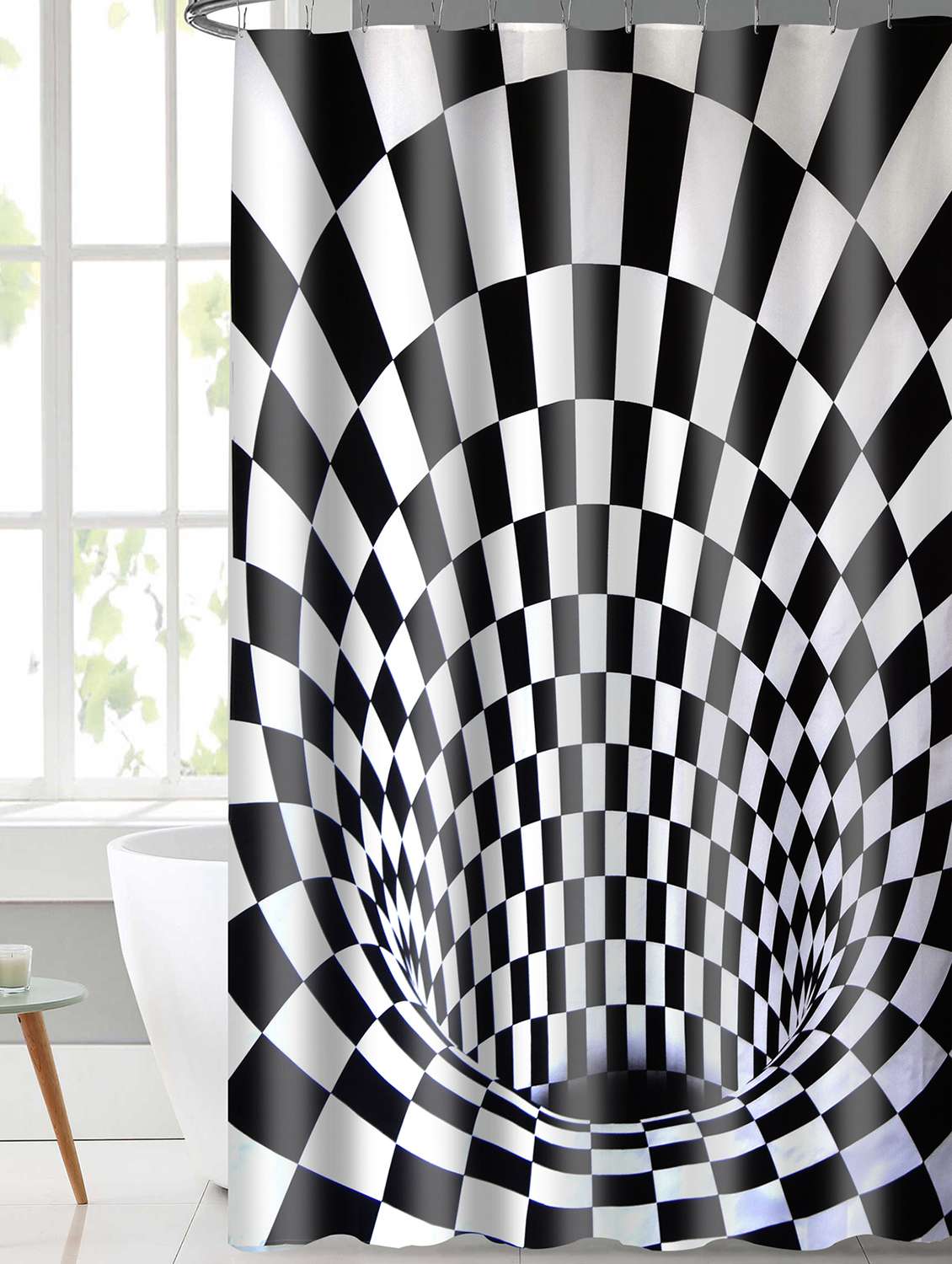 shower curtain with 12 eyelets and 12 hooks