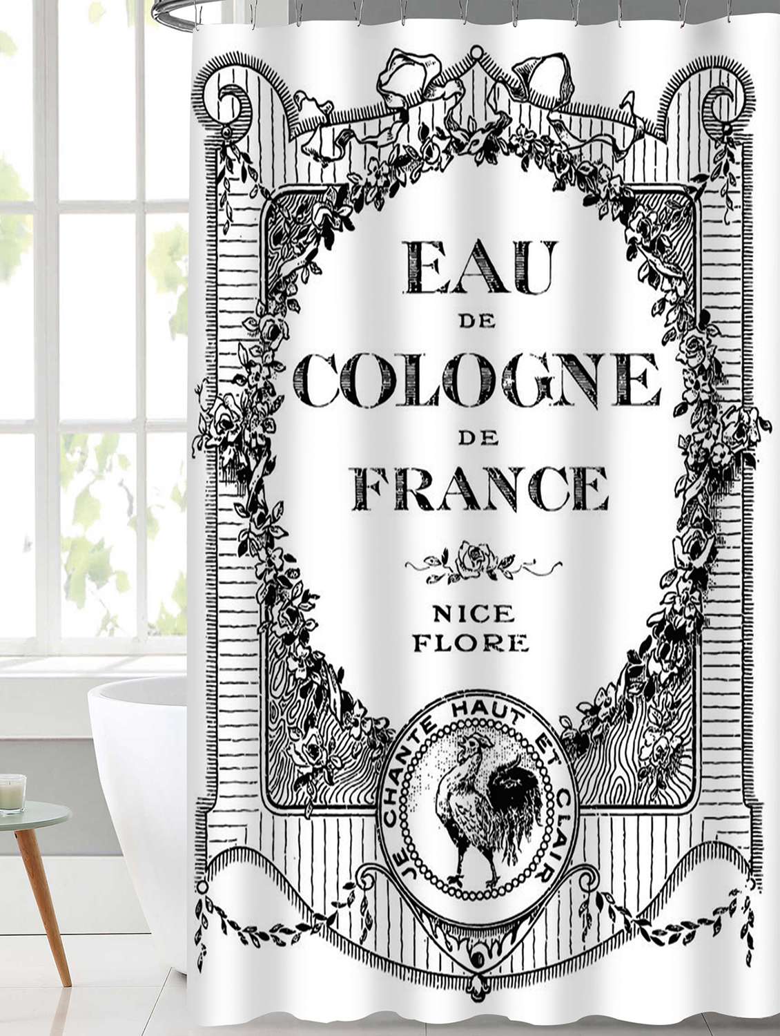 shower curtain with 12 eyelets and 12 hooks