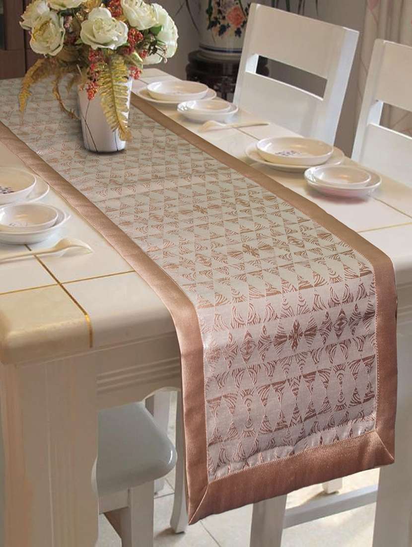 jacquard design table runner with polyester border (size: 16"x72"), single piece