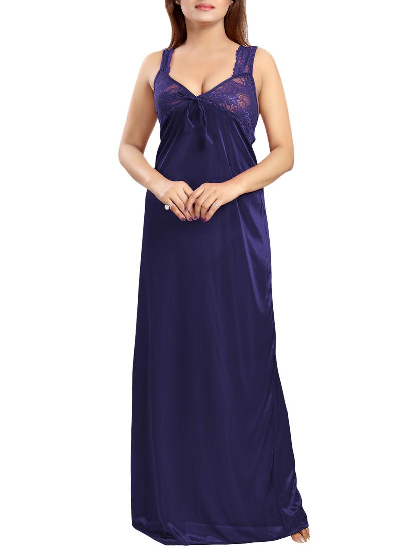 lace panel solid nighty - 15385167 -  Zoom Image - 0