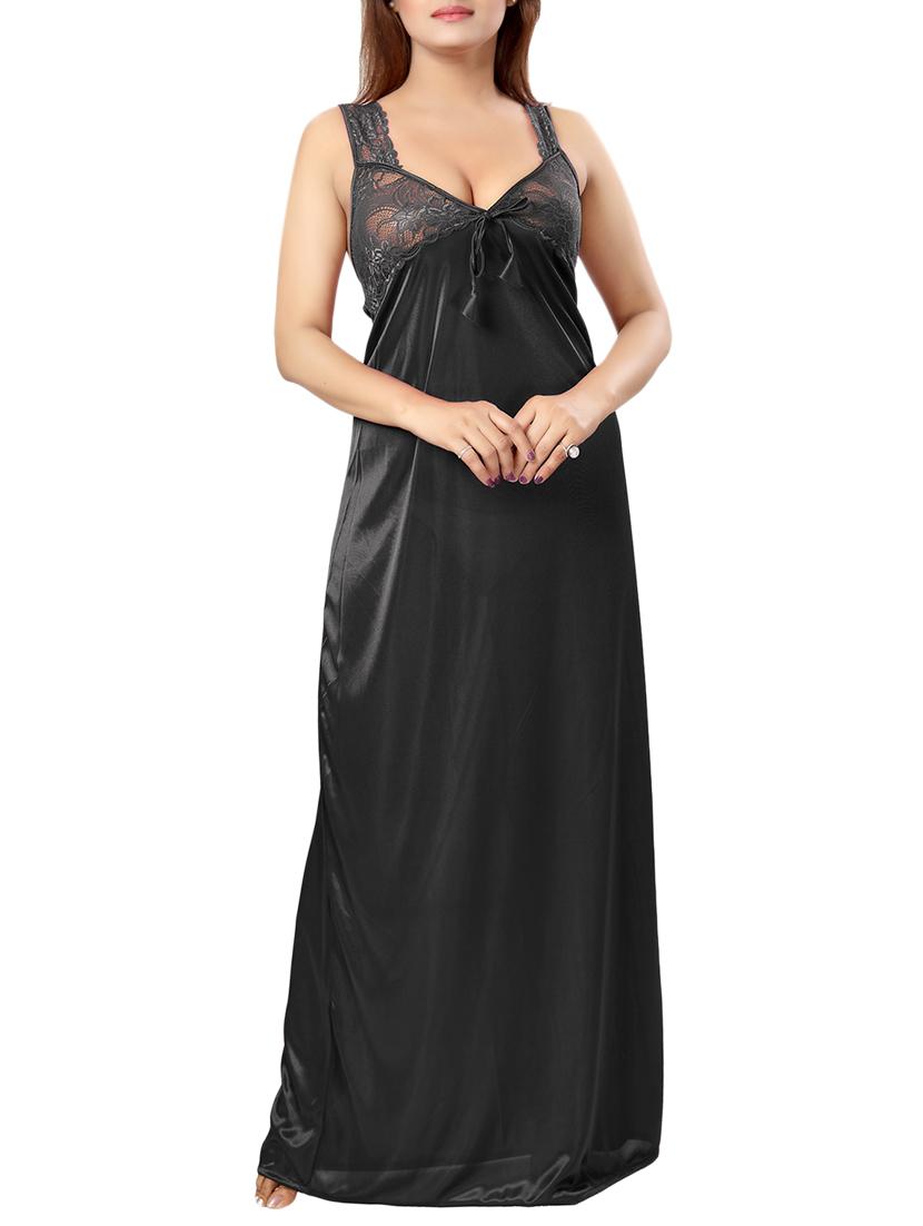 lace panel solid nighty - 15385170 - Zoom Image - 0