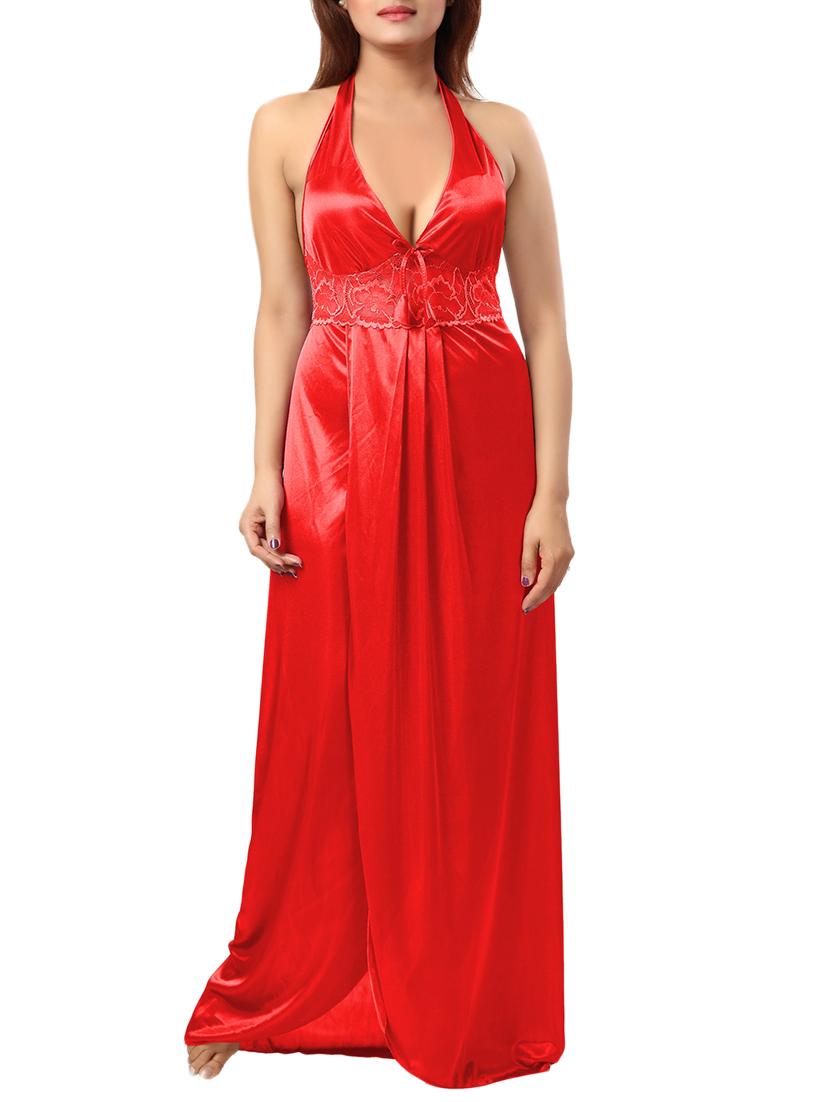 halter neck laced nighty - 15385172 - Zoom Image - 0