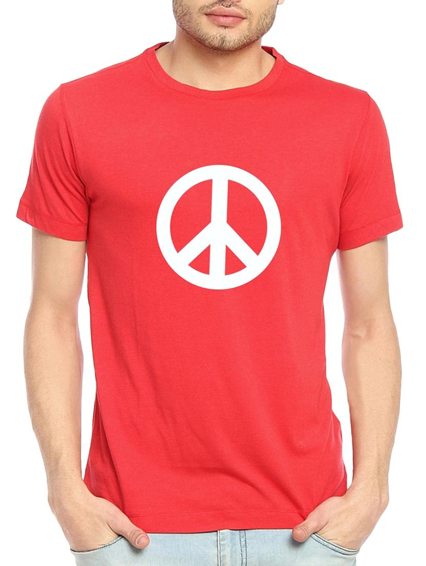 red cotton chest print t-shirt - 15385759 - Zoom Image - 0