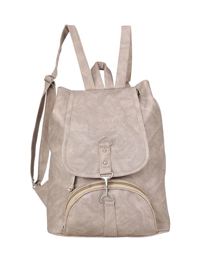 grey leatherette (pu) regular backpack - 15386287 -  Zoom Image - 0