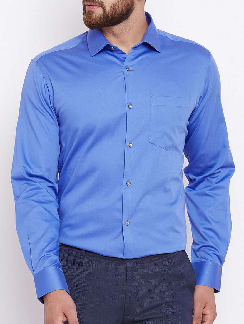 blue cotton formal shirt - 15386667 -  Zoom Image - 0