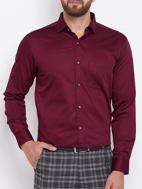red cotton formal shirt - 15386669 - Standard Image - 0